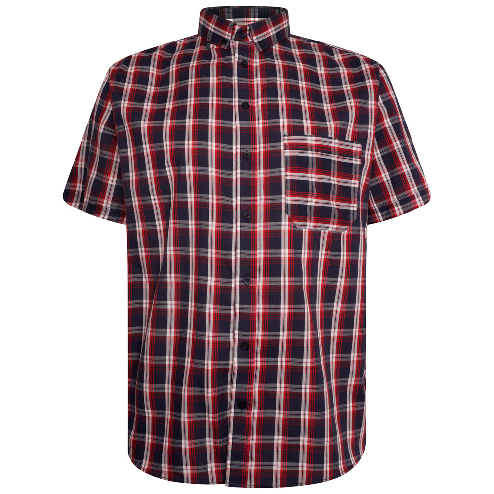Navy White & Red Check Short Sleeve Shirt Clothing Men's