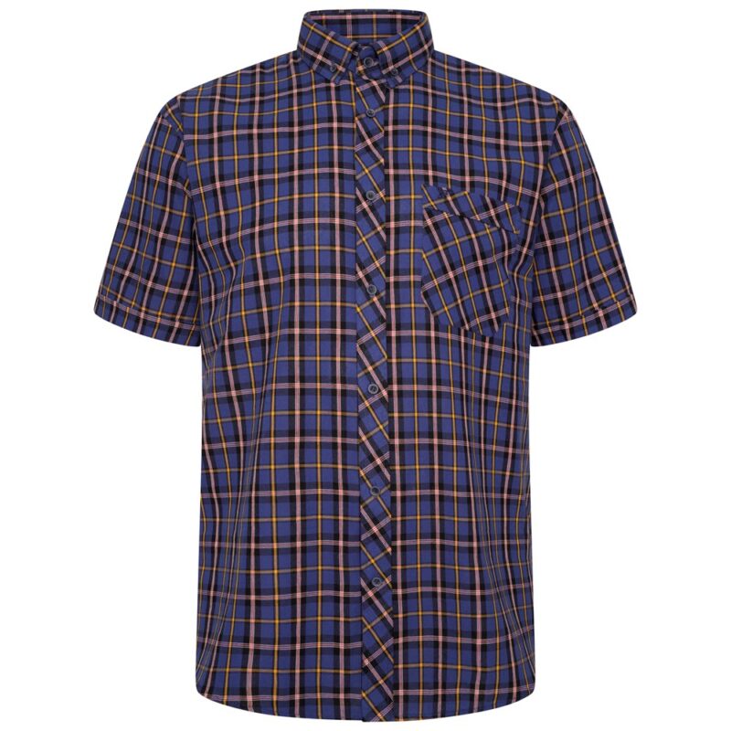 Royal Blue Multi Check Shirt Clothing Men's Clothing Up To 8XL